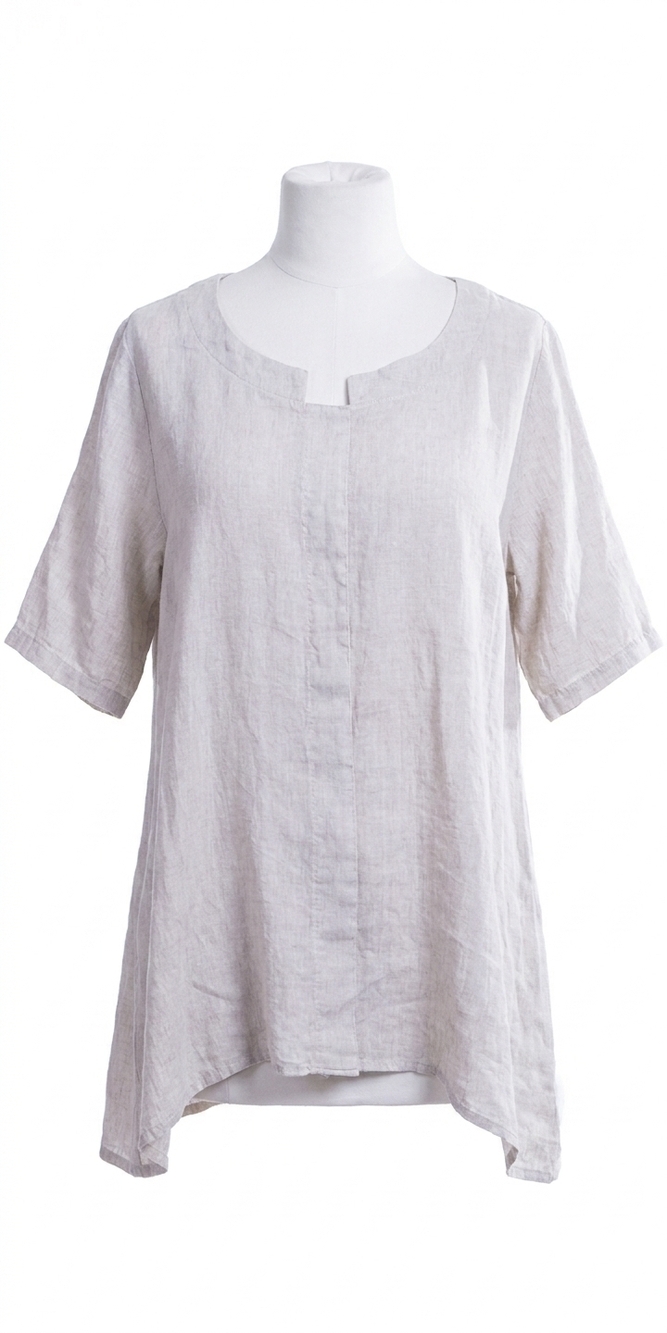 NEW GIGI MODA tanya linen tunic short sleeve top in white